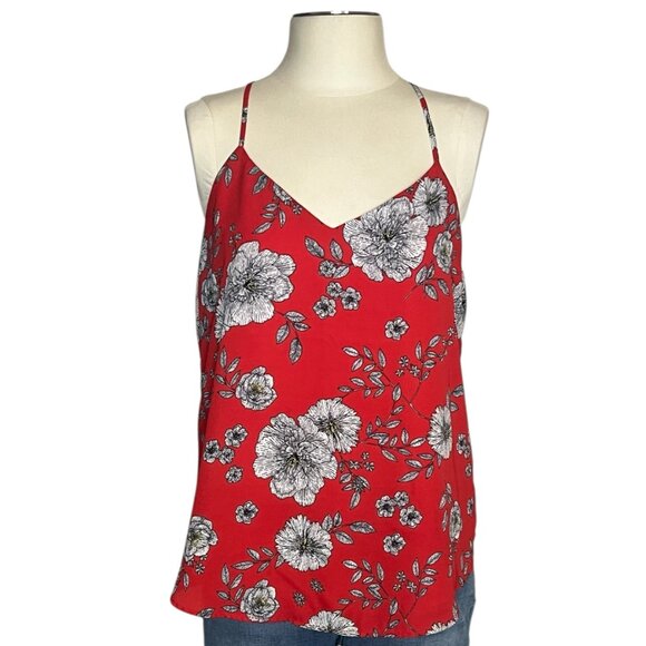 Peace & Pearls red floral camisole tank size M - Picture 2 of 9